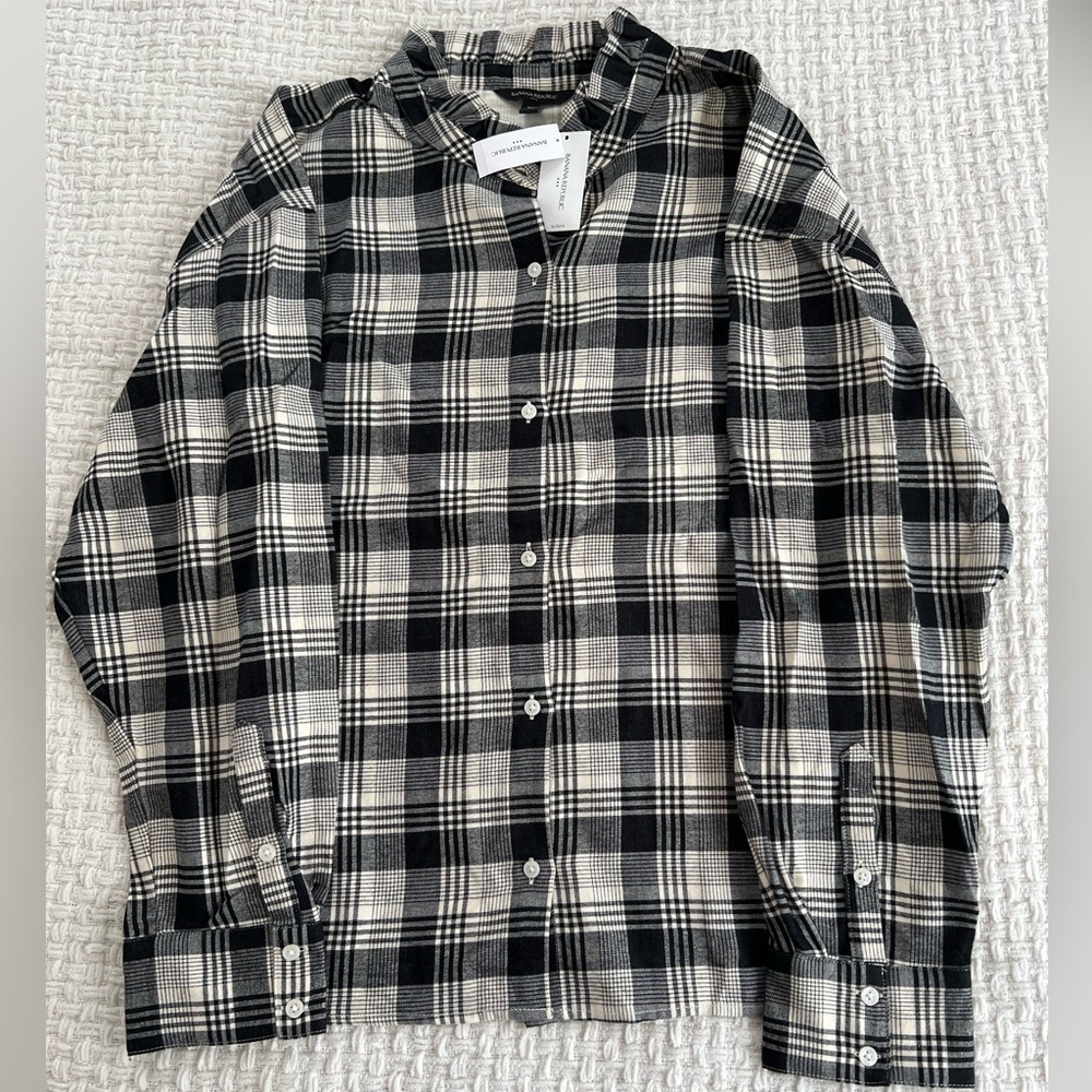 Banana Republic RUFFLE-NECK FLANNEL SHIRT